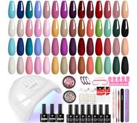 Kit Uñas Semipermanentes, Phoenixy 28 Colores Uñas Semipermanentes Set Completo con 48W U V/LED Lámpara, Kit Manicura Semipermanente con Herramientas para Uñas para Principiantes Regalos para Mujeres
