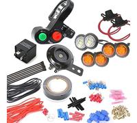 Kit universal de bocina de señal de giro para ATV UTV SXS, kit legal para la calle, interruptor de pulgar para manubrio con luces LED, relé intermitente, sistema de arnés intermitente (Kit N)