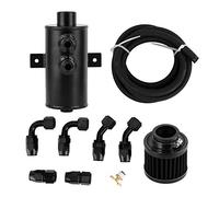 Kit universal de colector de aceite con deflectores de 750 ml, depósito de aceite de aluminio AN10 con filtro y tapón de drenaje, incluye manguera trenzada de nailon y accesorios