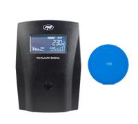 Kit UPS PNI SafePC E650VA, Potencia 390W, 1.8A, Salida 2 x 230V, Pantalla LCD 7.2A batería incluida + Almohadilla Adhesiva de Regalo Azul