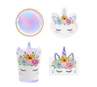 Kit Vajilla Basic 6 Personas - Unicornio Decoración Cumpleaños, Vajilla Unicornio, Set Decoración Fiesta Unicornio, Decoración Cumpleaños, Fiesta Decoración Vajilla.