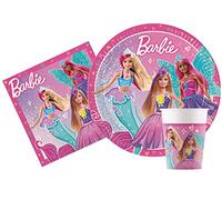 Kit Vajilla de Fiesta Barbie Fantasy para 8 personas (36 pcs: 8 platos Ø23cm, 8 vasos 200ml, 20 servilletas 33x33cm)