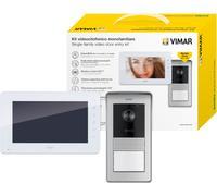Vimar K42930 Kit de videoportero de superficie con videoportero manos libres con pantalla con teclado capacitivo, placa audio/vídeo RFID, alimentador, soportes para montaje de superficie