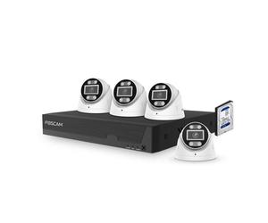 Kit videovigilancia Foscam FNA108E-T4-2T 8MP PoE 4 cámaras HDD 2TB IP66 alarma 110dB