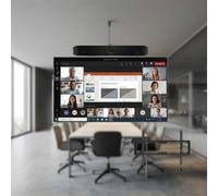 Kit visio Poly Large Room BYOD Kit completo de videoconferencia con barra de vídeo 4K, pantalla 4K de 75 pulgadas y soporte, diseñado para salas de