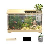 Kit Vistankk - Kit de Acuario, Arrancador de Acuario Decorativo | Juego de inicio completo con luz LED, tanque de vidrio para peces betta, peces dorados de agua dulce, peces tropicales, configuración