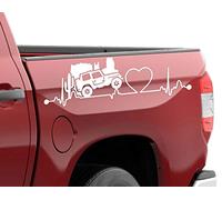 Kit x2 Pegatinas Vinilo Adhesivo 4x4 Offroad Todoterreno, Latido Corazon, Coche, Pared, Cristal, SUV (Blanco, 30cm x 9cm)