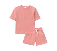 Kit y kit de deporte para niña de manga corta, color liso, kit de pantalones cortos para recién nacidos, sesión de fotos, Rosa intenso., 9-12 meses