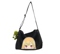 Kitagawa Marin - Bolso bandolera de lona con diseño de anime, 30 x 20 x 20 cm, bolsa cruzada de lona para adolescentes, gran capacidad, Negro Tipo 2, 30*20*20cm