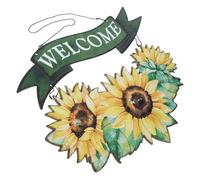 KITANDOVE Letrero De Bienvenida De Girasol Para Puerta De Verano Decoración Rústica Para Interiores y Exteriores Accesorio De Bienvenida Chic y Duradero