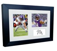 Kitbags & Lockers Marco de fotos A4 de Justin Jefferson Vikings Super Bowl autografiado de 30,5 x 20,3 cm, póster de fútbol, regalo triple