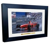 Kitbags & Lockers Marco de fotos A4 de Michael Schumacher Rain King de Mónaco de 1997, Grand Prix Ferrari F310B, autografiado, firmado, firmado, marco de fotos de carreras de Fórmula 1 F1, póster de