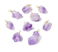 KitBeads 10 colgantes de amatista natural degradado, piedras moradas irregulares, dijes de amatista de cristal para hacer joyas, pulseras, collares a granel, Plástico