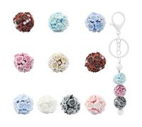 KitBeads 10 cuentas gruesas de flores al azar, perlas de imitación, bola floral, cuentas grandes para bolígrafos con cuentas, llaveros, suministros de manualidades