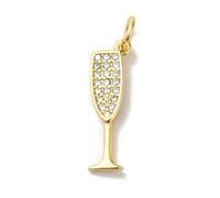 KitBeads 10 dijes de champán de circonita cúbica chapados en oro, dijes de vino, cóctel, alcohol, para hacer joyas, collares, pulseras, aretes, Acrílico, No es una piedra preciosa