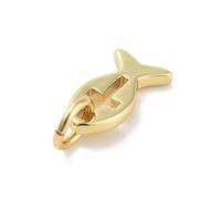 KitBeads 10 dijes de latón con forma de pez cristiano, crucifijo de Jesús, chapados en oro, para hacer joyas, pulseras, collares, manualidades a granel, 1, Acrílico, No es una piedra preciosa