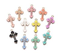 KitBeads 100 dijes de cruz esmaltados aleatorios de aleación cristiana de Jesús de colores mixtos para hacer joyas, pulseras, collares