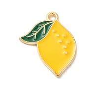 KitBeads 100 dijes esmaltados de limón, colgantes de frutas amarillas tropicales para pulseras, collares, bisutería, Acrílico, No es una piedra preciosa