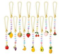 KitBeads 12 dijes de teléfono de frutas al azar, cuentas acrílicas de letras de amor con colgantes esmaltados para alimentos, dijes para tazas, botellas, llaveros, accesorios de bolsa, Acrílico, No es