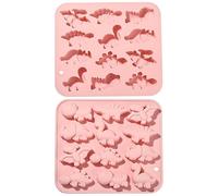 KitBeads 2 moldes de silicona de dinosaurio, hechos a mano, estegosaurio, brontosaurio, rosa, lindos moldes con forma de animal para hacer jabón de chocolate, bricolaje