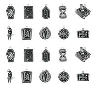 KitBeads 20 dijes de 10 estilos negros de cartas de tarot esmaltados, cristal gótico, dijes de cuervo de libro mágico para hacer joyas, pulseras, aretes, collares a granel, Acrílico, No es una piedra