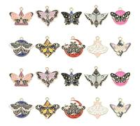 KitBeads 20 dijes de mariposa gótica de 10 estilos de estrella y luna esmaltados para hacer joyas, pulseras, aretes, collares, manualidades, Acrílico, No es una piedra preciosa