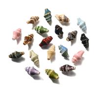 KitBeads 50 cuentas de porcelana al azar con concha de mar de cerámica para verano, playa, caracola, cuentas de concha de mar para hacer joyas, pulseras, collares, bolígrafos, manualidades