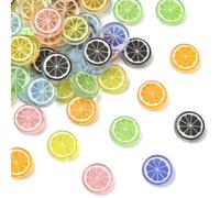 KitBeads 60 cuentas acrílicas transparentes de 14 mm de colores mezclados con diseño de frutas para hacer joyas, collares, pulseras, llaveros, decoración, suministros de manualidades