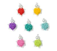KitBeads 7 dijes de tortuga marina con cuentas de semilla de cristal, hechos a mano, diseño de tortuga oceánica para hacer joyas, pulseras, aretes, collares, Acrílico, No es una piedra preciosa