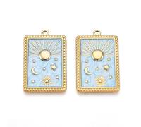 KitBeads Dijes esmaltados celestiales esmaltados rectangulares con luna, estrella, sol, tarot para hacer joyas, collares, aretes, pulseras, manualidades