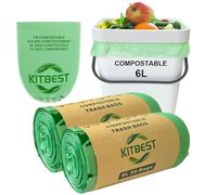 Kitbest - Bolsas compostables para residuos de alimentos, 6 L, biodegradables con certificación EN13432, bolsas de basura para el hogar y la cocina