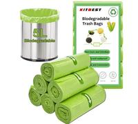 KITBEST Bolsas de Basura Biodegradables y Compostables - 5 Litros x 120 Bolsas Pequeñas de Reciclaje (1.2 Galones) - Para Residuos de Alimentos