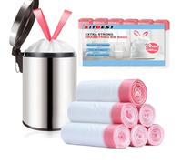 KITBEST Bolsas de basura con asa, 120 unidades, 10L con cordón, biodegradables, pequeñas, para cocina, baño, oficina (45 x 50 cm)