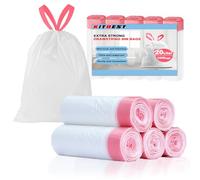 Kitbest - Bolsas de basura con cordón, 20L x 100 unidades, biodegradables, con pedal, bolsas de basura pequeñas, para cocina, baño, oficina (50 X 60cm)