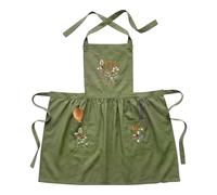 Kitchen Apron - Floral Embroidered Linen Pinafore, Pocket Cooking Smock