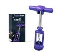 Kitchen Bliss - Abridor de botellas de vino morado, diseño único, aleación de zinc, tornillo seguro para corchos, premium, tirón asistido, sacacorchos giratorio