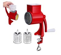 Kitchen Cheese Grater - Manual Rotary Grinder, Round Mandoline Slicer | Food Chopper With Handle, Multi Use Shredder, Hand Crank Grating Tool For Cooking Baking Prep Toppings Meal Garnish Food