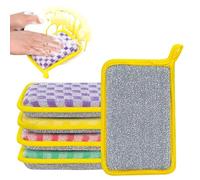 Kitchen Cleaning Scrubbers, 5 Pack Dish Sponges, Reusable Pads with Soft and Rough Sides, Household Dishwashing Tool, Sink Sponge with Ergonomic Design, Bathroom and Kitchen Scrubbers for Plates
