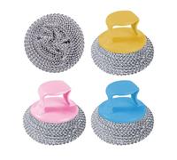 Kitchen Cleaning Sponges - Kitchen Scrubber Set 4 Pack | Non Scratch Dish Cleanings Brush with Short Handle | Pot Pan Grill Sink Cleanings Scouring Ball Brush Tools