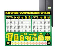 Kitchen Conversion Chart - Cooking Measurements Chart | Cooking Ultimate Guide Chart | Kitchen Fridge Magnet With Weight, Liquid, Temperature, Extra Large Easy To Read