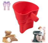 Kitchen Cook Aid Flour Funnel Attachment, Foldable Stand Mixer Accessories, Flour Funnel for Kitchen Cook Aid Mixer, Anti-Spill for Baking Cooking Powder Sugar Egg Liquid (Red)