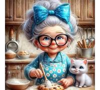 Kitchen Cookie Grandma Jigsaw Puzzle 70 Pieces 45x45cm/18x18inch, Difficult Jigsaw Puzzles for Adults 70, Beautiful Art Work, Great Festive Puzzle Gift for Men/Women