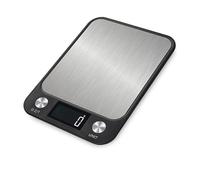 Kitchen Cooking Scale Báscula digital multifunción for cocina y alimentos, báscula de con plataforma acero inoxidable 5/10Kg pantalla LCD(Black-5kg 1g)