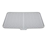 Kìtchen Còunter - Alfombrilla de secado para encimera de cocina, 58 x 43 cm, diseño de drenaje de rampa, forro de silicona antideslizante, almohadilla de drenaje para cajón de fregadero, lavavajillas