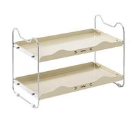 Kitchen Counter Organizer - Two Tier Metal Rack with Non Slip Base, Heightened Counter Shelf for Cabinet, Cupboard, Desk, Bathroom, Office Storage of Jars, Mugs, Bottles, and Seasonings Home Use