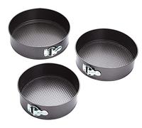 Kitchen Craft Cake Tin Set Juego de Fuentes para Tortas con Mecanismo Dedesprendimiento Rapido a Resorte, Negro
