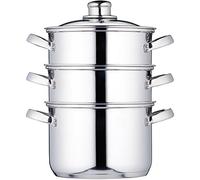 KitchenCraft 3 Tier Food Steamer Pan/Stock Pot in Gift Box, Induction Safe, Stainless Steel, 18 cm (7")