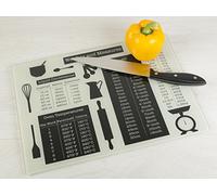 Kitchen Craft Everyday Home - Tabla de Cortar con Superficie de Pesos y Medidas de Cristal, Color Negro