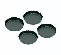 KitchenCraft Tartaletas redondas acanaladas pequeñas antiadherentes con base suelta, 10 cm (juego de 4)