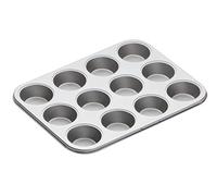 KitchenCraft Bandeja antiadherente para 12 tazas de magdalenas, 35 x 27 cm (14" x 10,5"), plateada